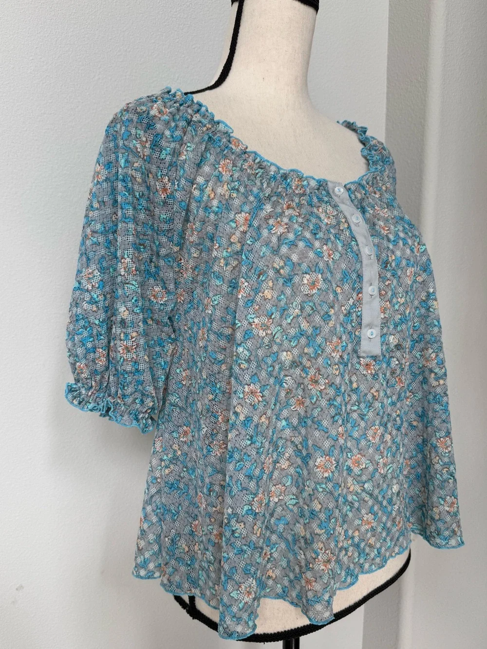 Free People smocked airy neckline